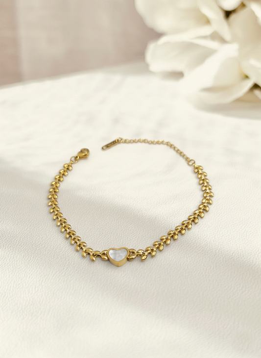 Love Moonstone Fish Bone Bracelet