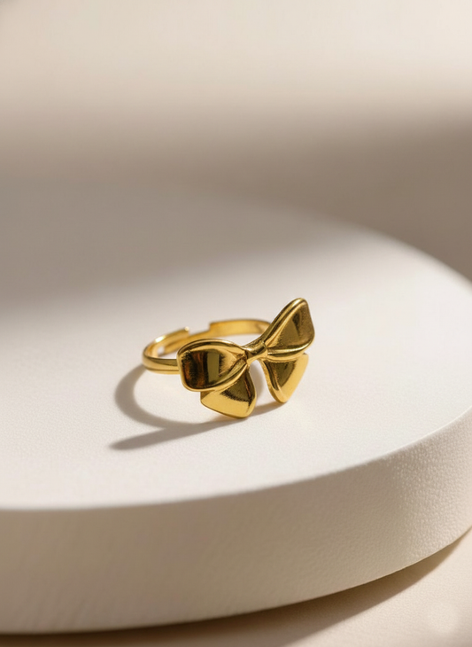 Stainless Steel Gold Plated Bowknot Rings