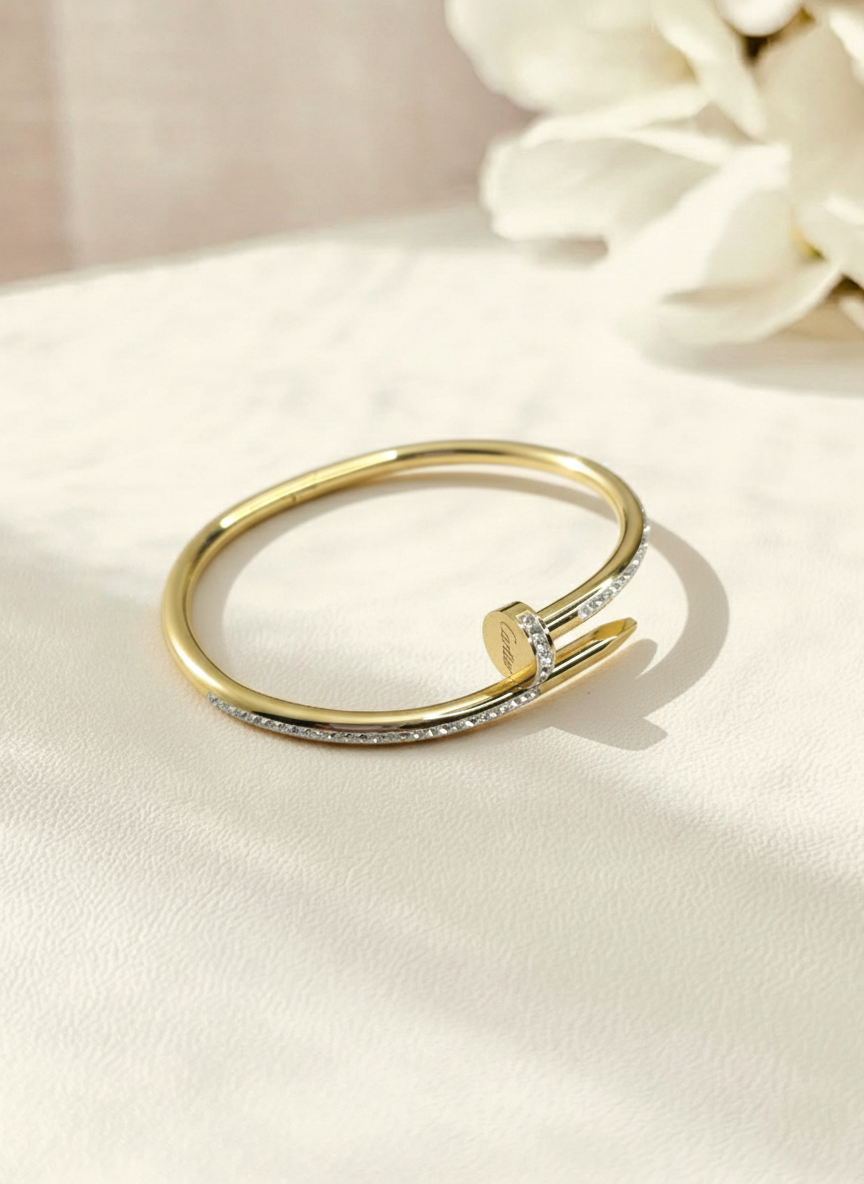 Stainless Steel Premium Stone Studded Nail Handcuff For Girls And Women's